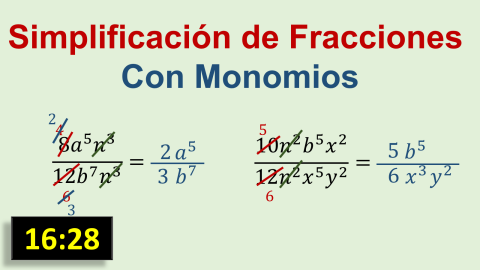 Simplificación de Fracciones con monomios