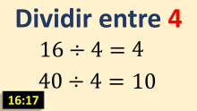 Tabla de dividir del 4